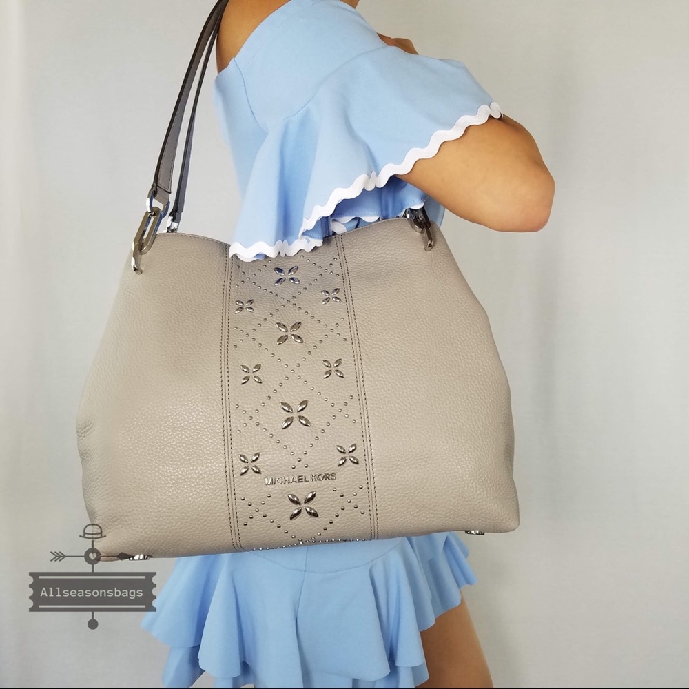 Michael Kors Large Leighton shoulder Tote Grey Bag - Picture 2 of 7